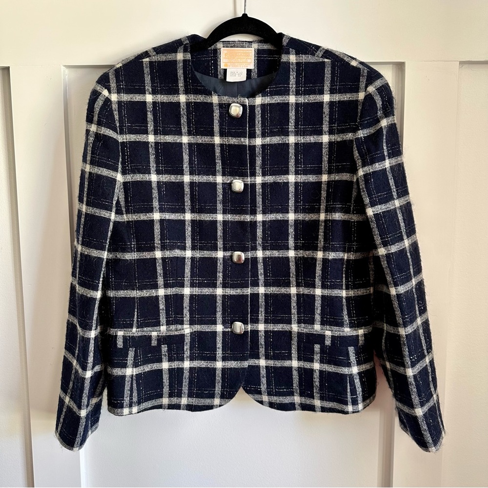Pendleton Vintage Tartan Plaid Blazer Jacket 100% Virgin Wool